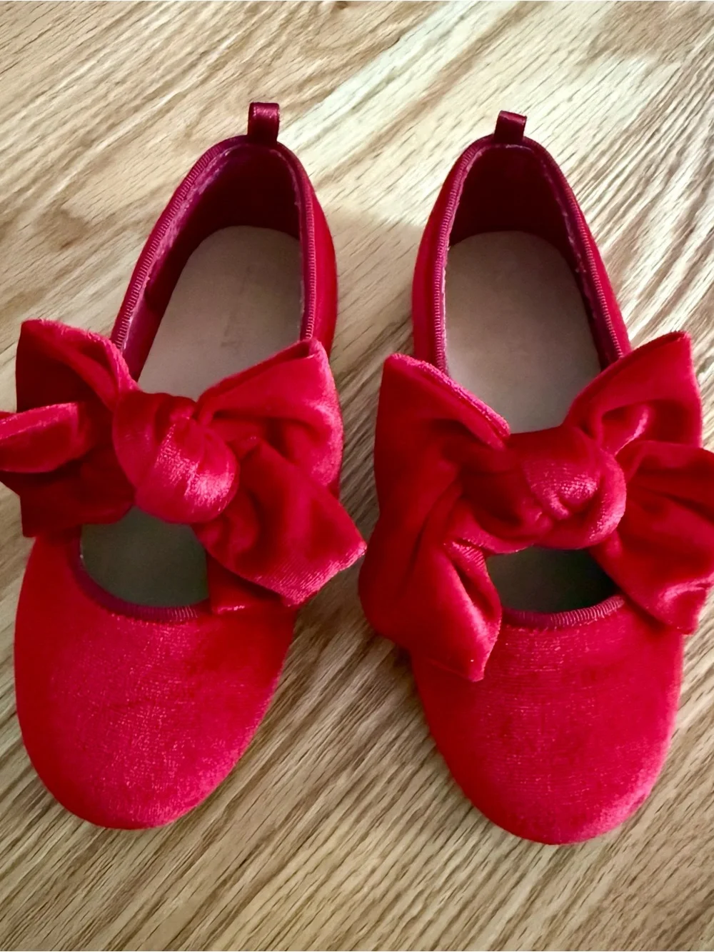 Old Navy Toddler Girls Red Velvet Bow Ballet Flats, Size 9